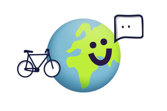 GoodLab Logo mit Sprechblase und Fahrrad für die Anfahrt